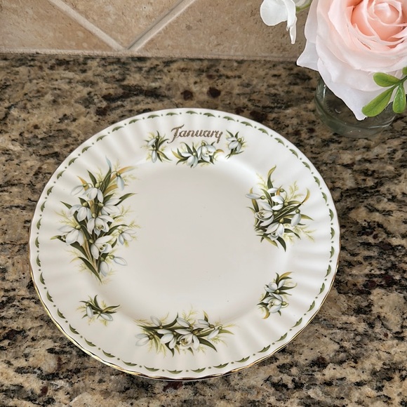 ROYAL ALBERT January Flower of the Month Series Snowdrop January Salad Plate - Picture 1 of 1